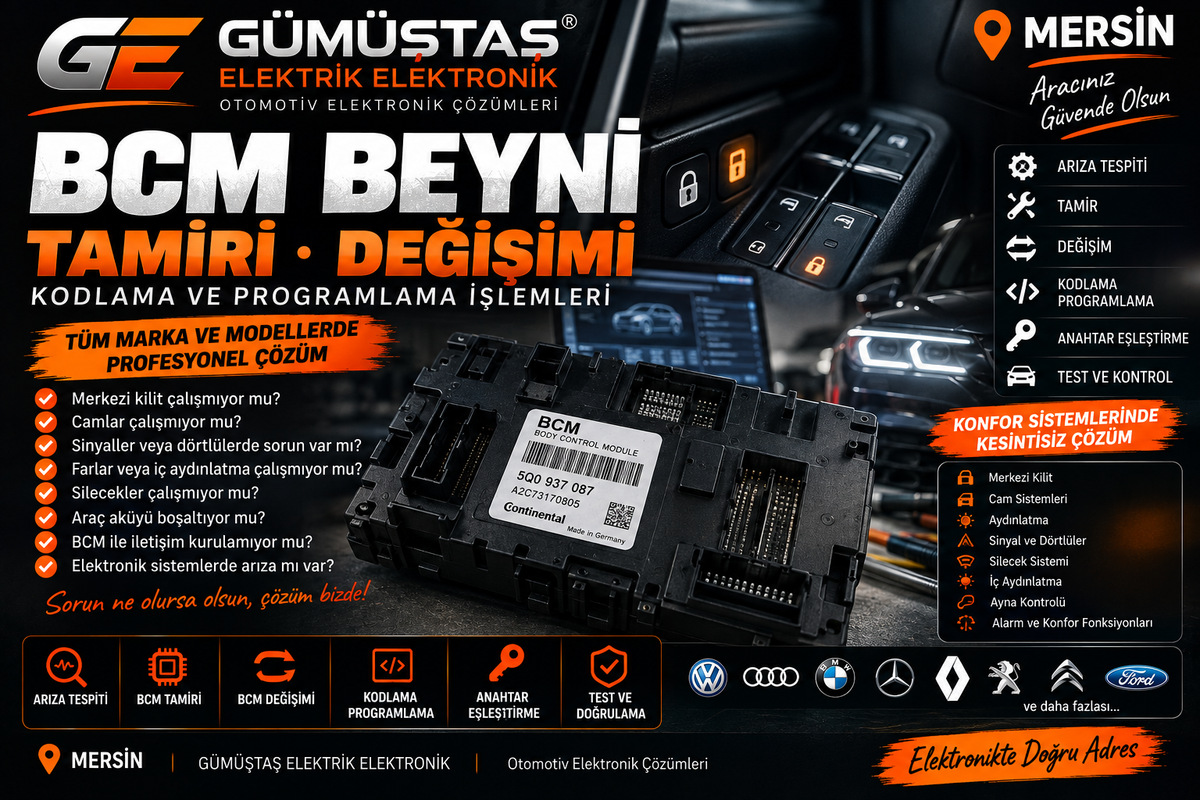 Mersin BCM Beyni Tamiri, Değişimi ve Kodlama