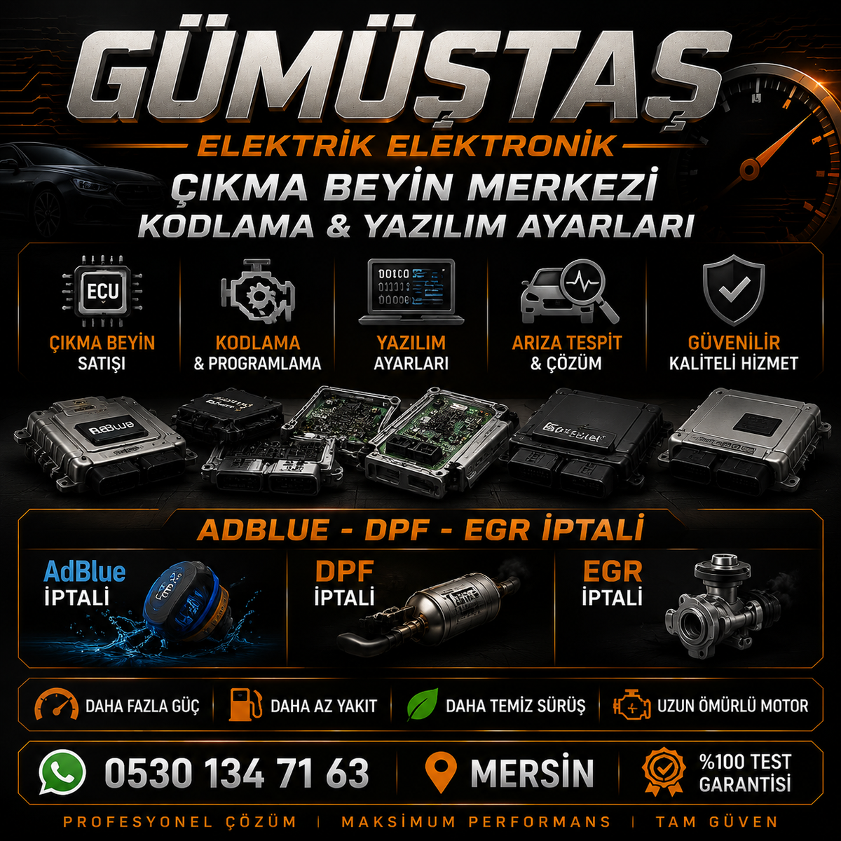 Mersin Gümüştaş Elektrik Elektronik | Çıkma Beyin, Kodlama, Yazılım ve ECU Çözümleri