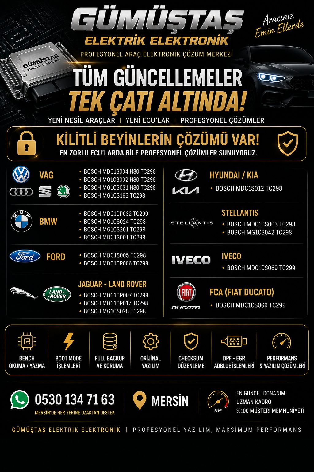 Kilitli Beyinlere Yazılım Çözümleri | Bosch ECU Mersin Gümüştaş Elektrik Elektronik
